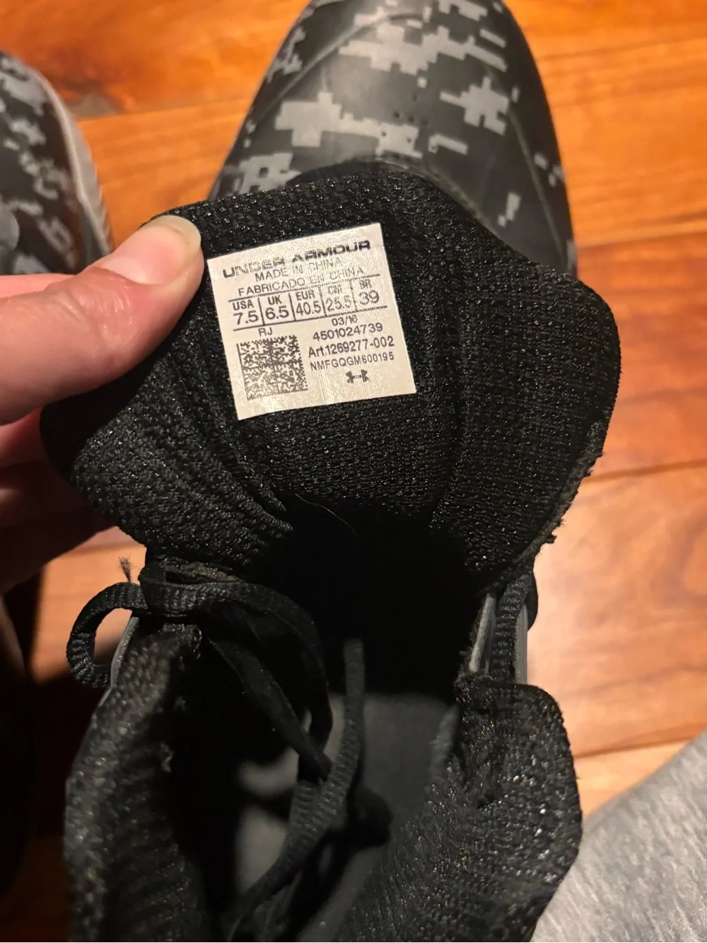 Under Armour Black and Gray Digital Camo High-Top Basketball Shoes
